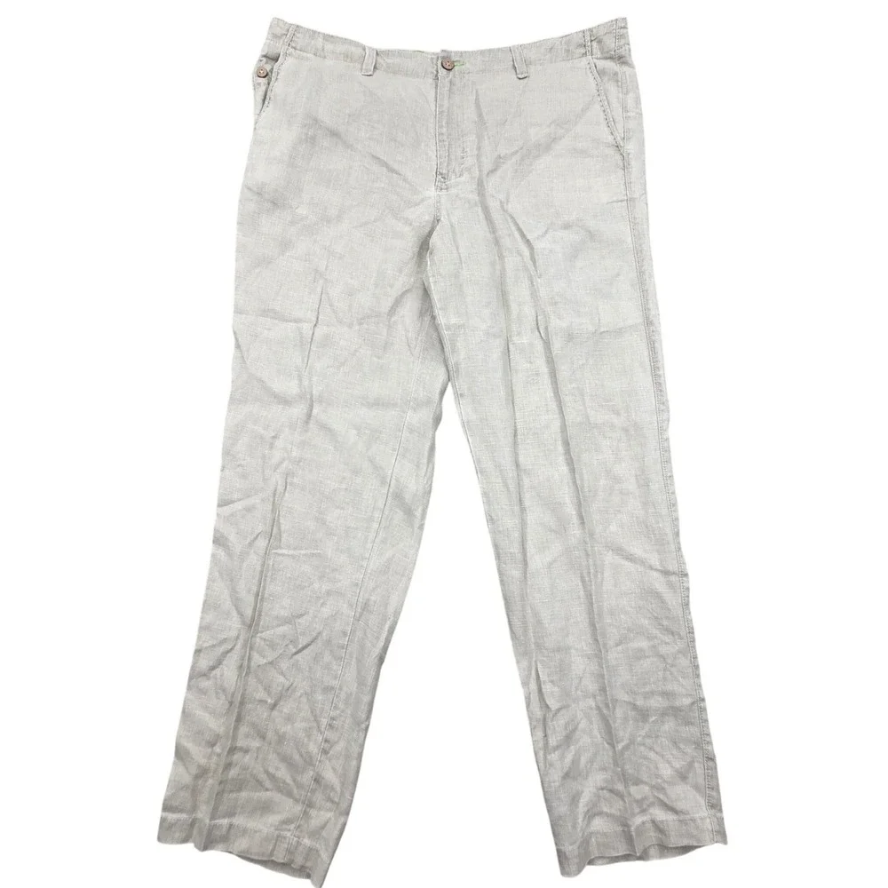 Tommy Bahama Relax Mens 40x32 Light Gray 100% Linen Pants